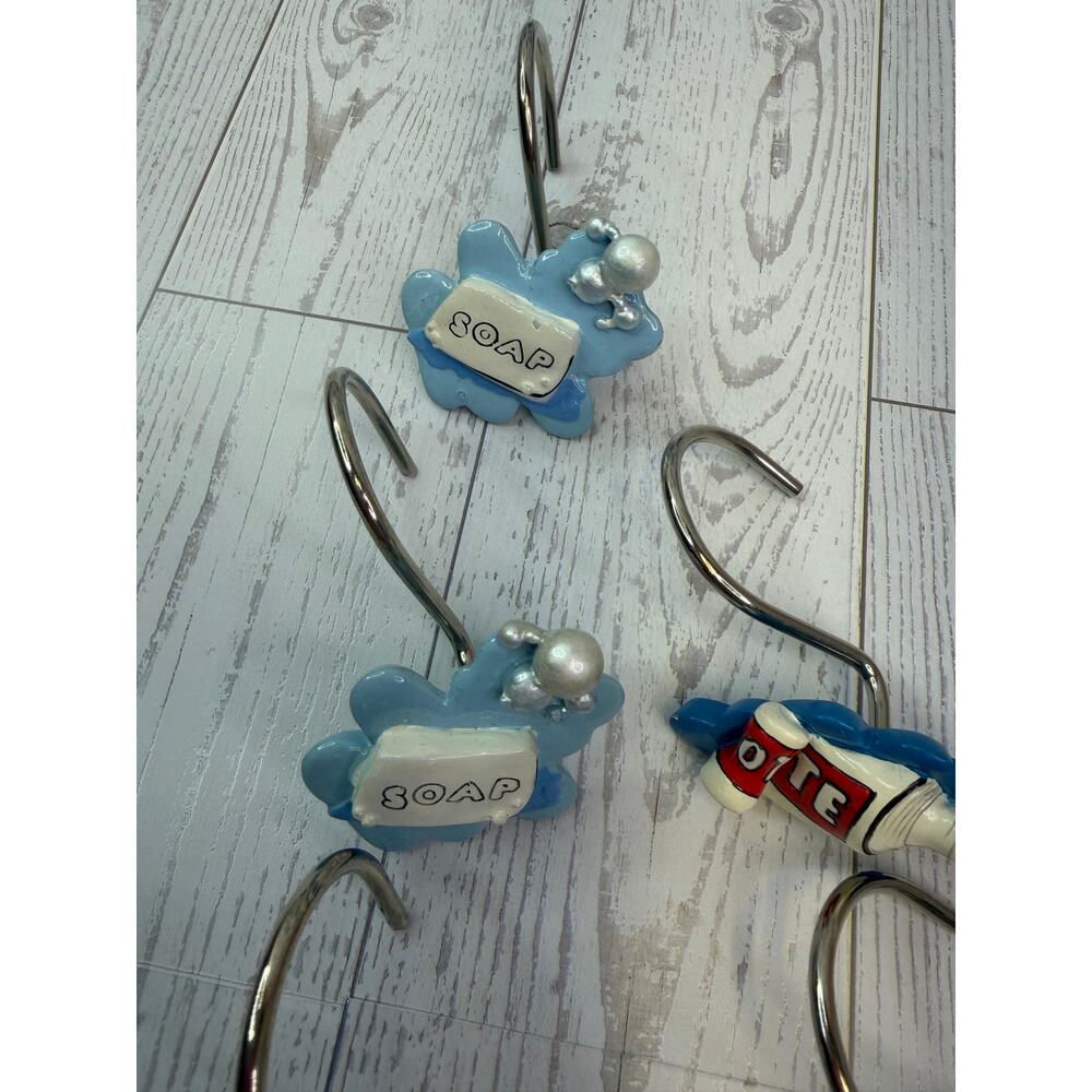 Croscill Toothbrushes Toothpaste Soap GROOMIN Shower Curtain Hooks Discontinued - Picture 6 of 7